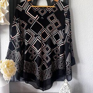 Alfani XL 3/4 sleeve Blouse with sheer